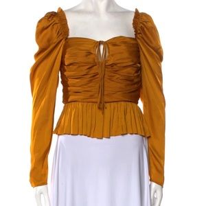 Ulla Johnson Square Neckline Long Sleeve Crop Top